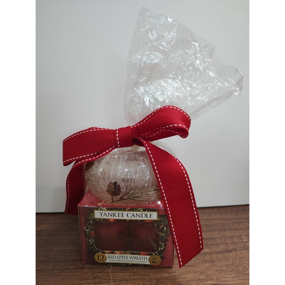 Yankee Candle Pinecone Balsam Crackle Glass Candle Holder Tealight Gift Set B3